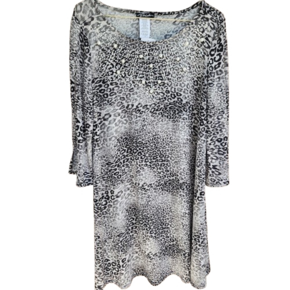 NWT Womens XL Prelude Black & White Leopard Print Whimsigoth Animalcore Dress